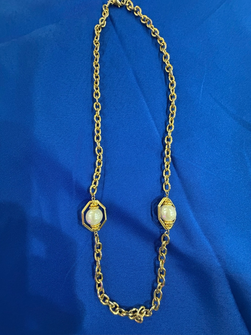Park Lane Gold-Tone Chain Necklace with Pearl-Like Accents
